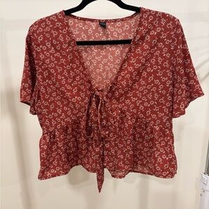 SHEIN Burgundy Floral Blouse